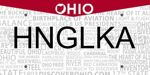 HNGLKA Ohio License Plate