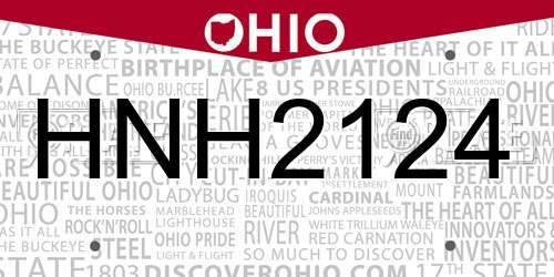 HNH2124 Ohio License Plate