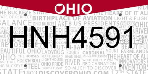 HNH4591 Ohio License Plate