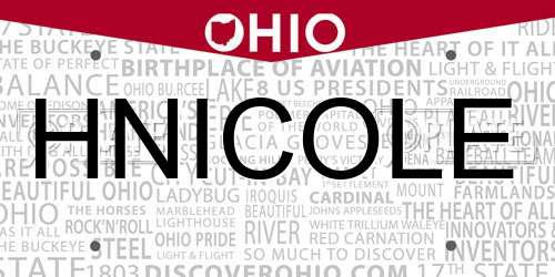 HNICOLE Ohio License Plate