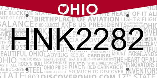 HNK2282 Ohio License Plate