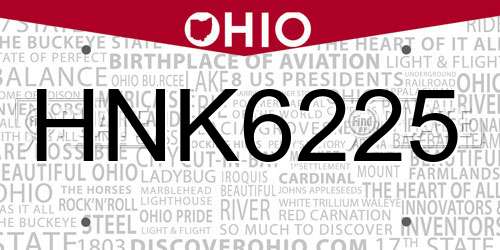 HNK6225 Ohio License Plate