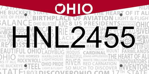 HNL2455 Ohio License Plate