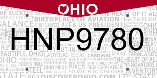 HNP9780 Ohio License Plate