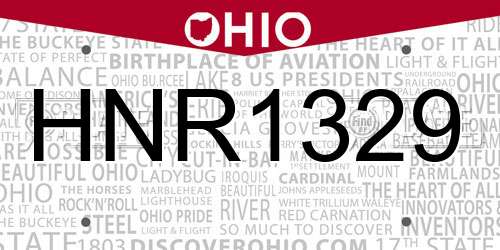 HNR1329 Ohio License Plate