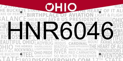 HNR6046 Ohio License Plate
