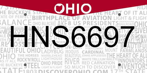 HNS6697 Ohio License Plate