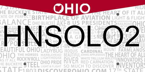 HNSOLO2 Ohio License Plate