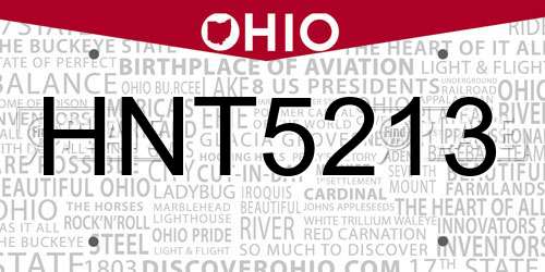 HNT5213 Ohio License Plate