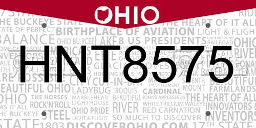 HNT8575 Ohio License Plate