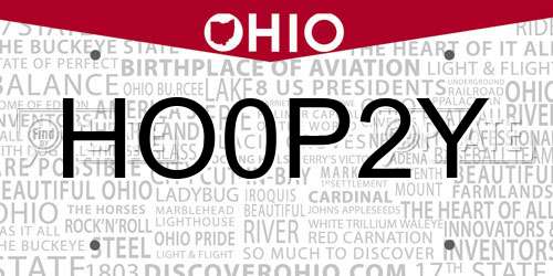HO0P2Y Ohio License Plate