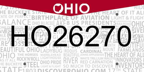 HO26270 Ohio License Plate