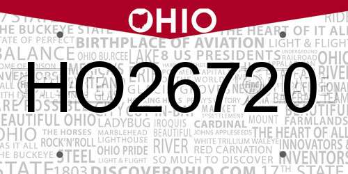 HO26720 Ohio License Plate