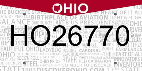 HO26770 Ohio License Plate
