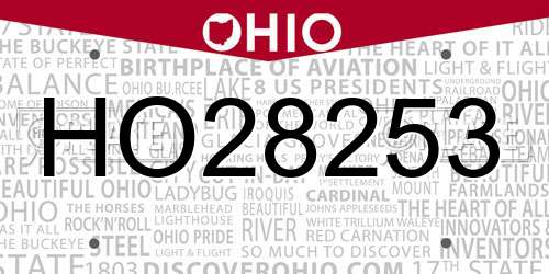 HO28253 Ohio License Plate