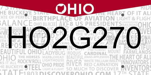 HO2G270 Ohio License Plate