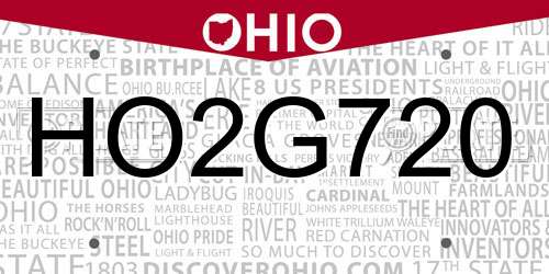 HO2G720 Ohio License Plate