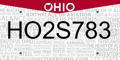 HO2S783 Ohio License Plate