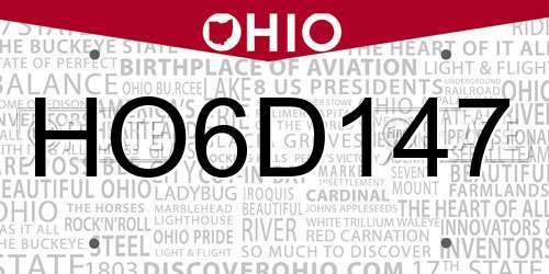 HO6D147 Ohio License Plate