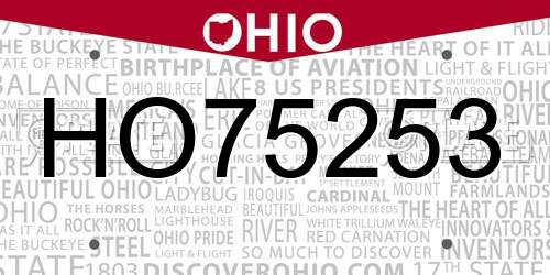 HO75253 Ohio License Plate