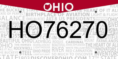 HO76270 Ohio License Plate