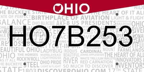 HO7B253 Ohio License Plate