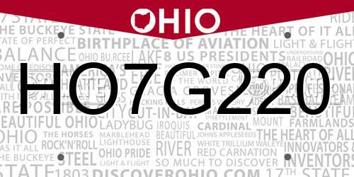 HO7G220 Ohio License Plate