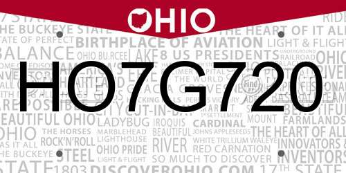 HO7G720 Ohio License Plate