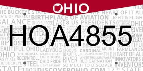 HOA4855 Ohio License Plate