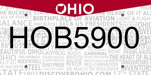 HOB5900 Ohio License Plate