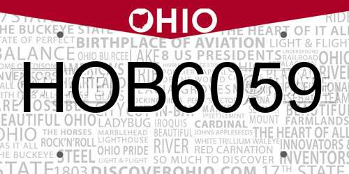 HOB6059 Ohio License Plate