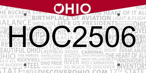 HOC2506 Ohio License Plate