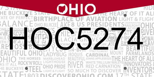 HOC5274 Ohio License Plate