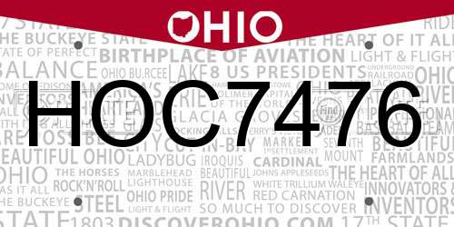 HOC7476 Ohio License Plate