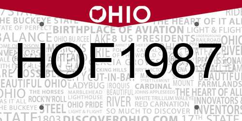 HOF1987 Ohio License Plate