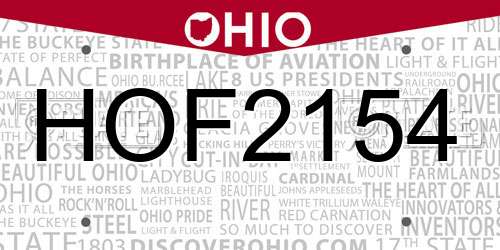 HOF2154 Ohio License Plate