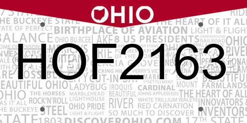 HOF2163 Ohio License Plate