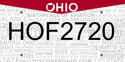 HOF2720 Ohio License Plate