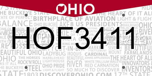 HOF3411 Ohio License Plate