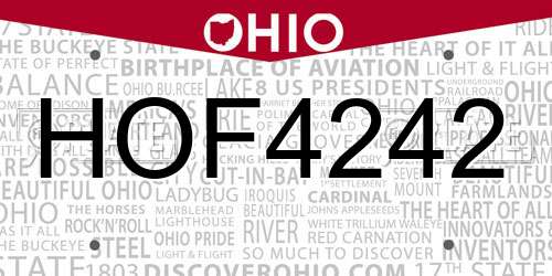 HOF4242 Ohio License Plate