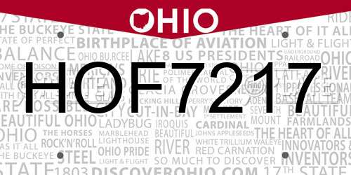 HOF7217 Ohio License Plate