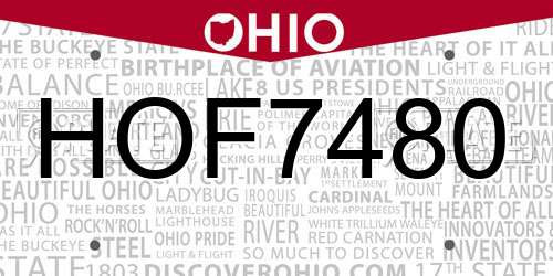 HOF7480 Ohio License Plate