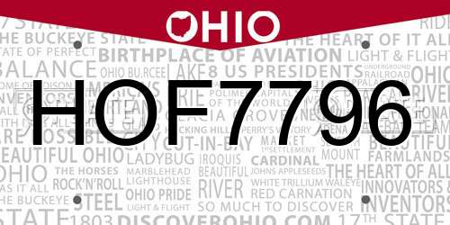 HOF7796 Ohio License Plate