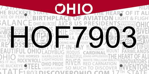 HOF7903 Ohio License Plate