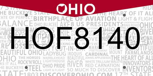 HOF8140 Ohio License Plate