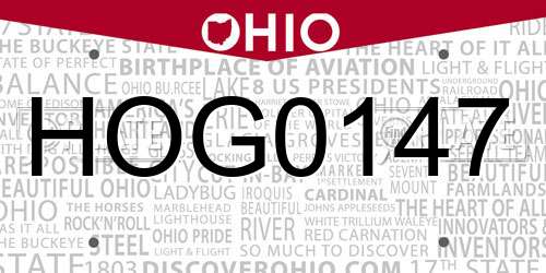 HOG0147 Ohio License Plate