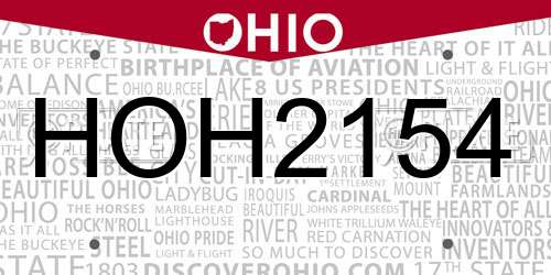 HOH2154 Ohio License Plate