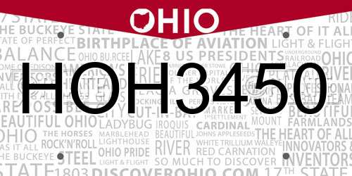 HOH3450 Ohio License Plate
