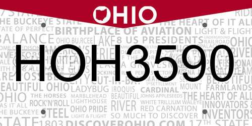 HOH3590 Ohio License Plate