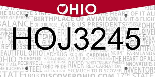 HOJ3245 Ohio License Plate